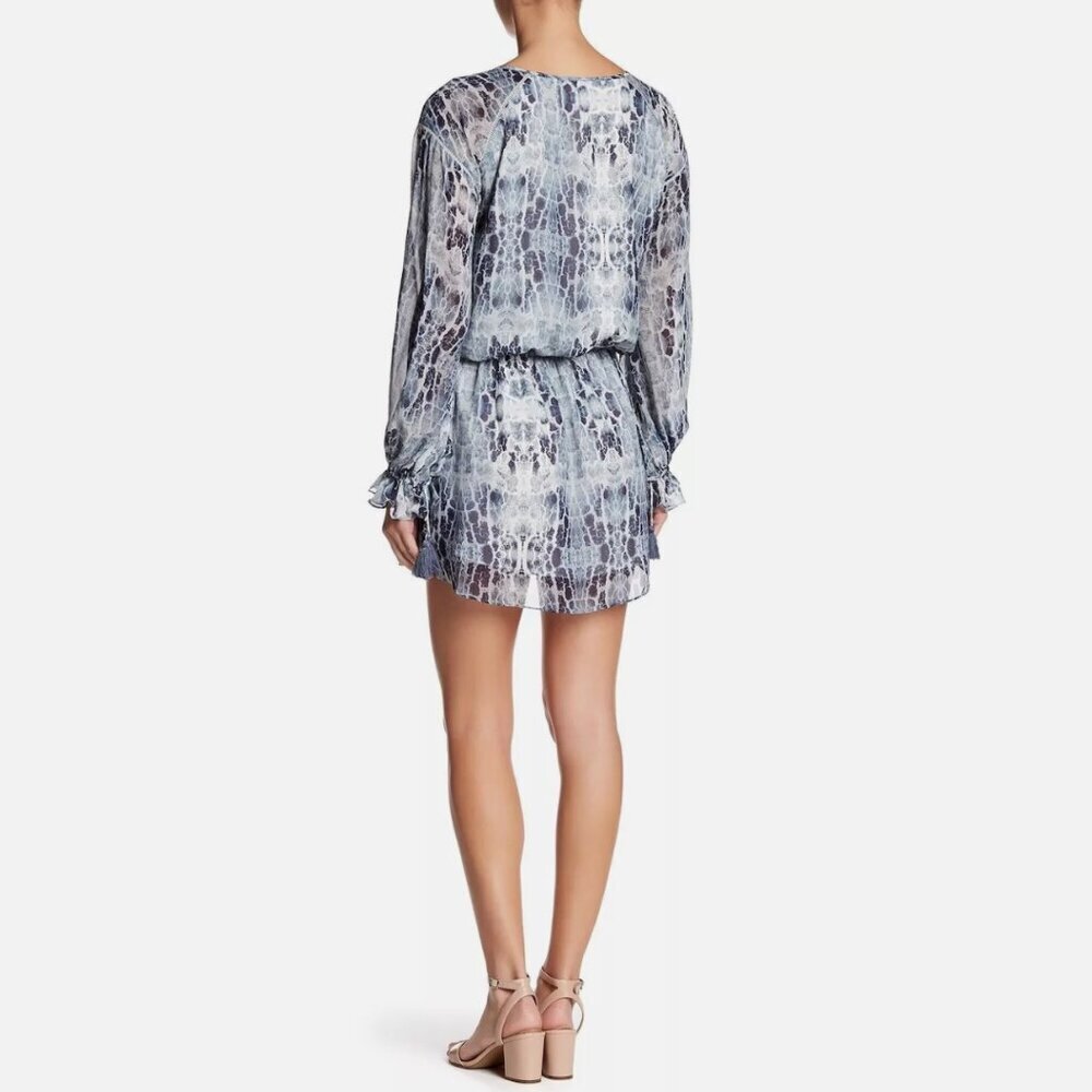 Haute Hippie $395 V Neck Front Tie Snake Animal Print Dress, Size XS - Picture 2 of 10